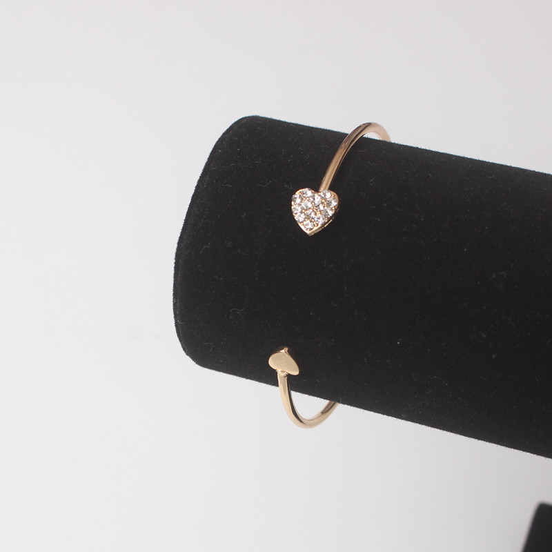 Brazaletes de corazón de cristal para mujer, brazalete con apertura de Color dorado, brazaletes ajustables para mujer, joyería de boda a la , accesorios de mano