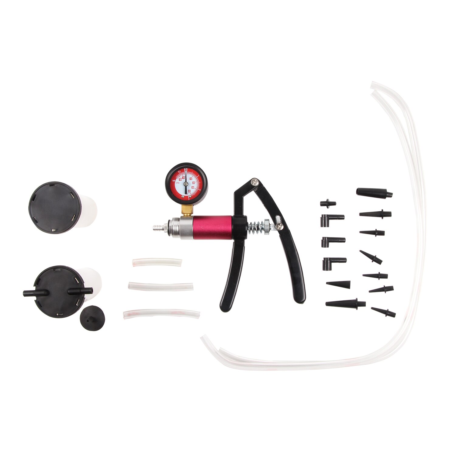 Car Auto Hand Held 21Pcs 2in1 Vacuum Pressure Pump Brake Fluid Reservoir Tester Vacuum Bleed Test Kit Brake Bleeder Tester Set