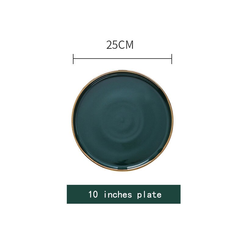 Luksus keramik køkkengrej skål tallerken middagssæt smaragdgrøn phnom penh suppeskål vestlig tallerken sæt runde ovale plader: 10 tommer plade