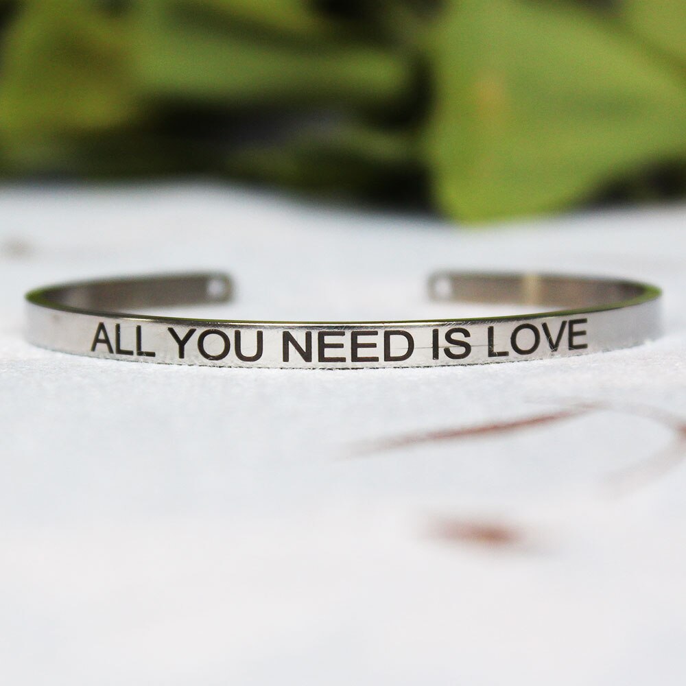 Stainless Steel Engraved Message Bracelet Positive Inspirational Letter Bracelet & Bangle For Women SL-150: F