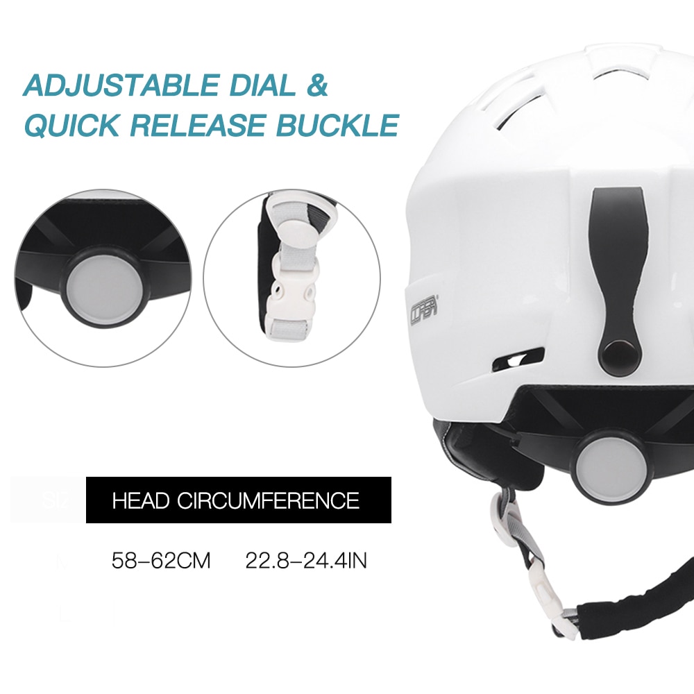 Capacete de ski, com forro removível e capa para orelha, snowboard, helemt, ajustável, unissex, em molde, para neve