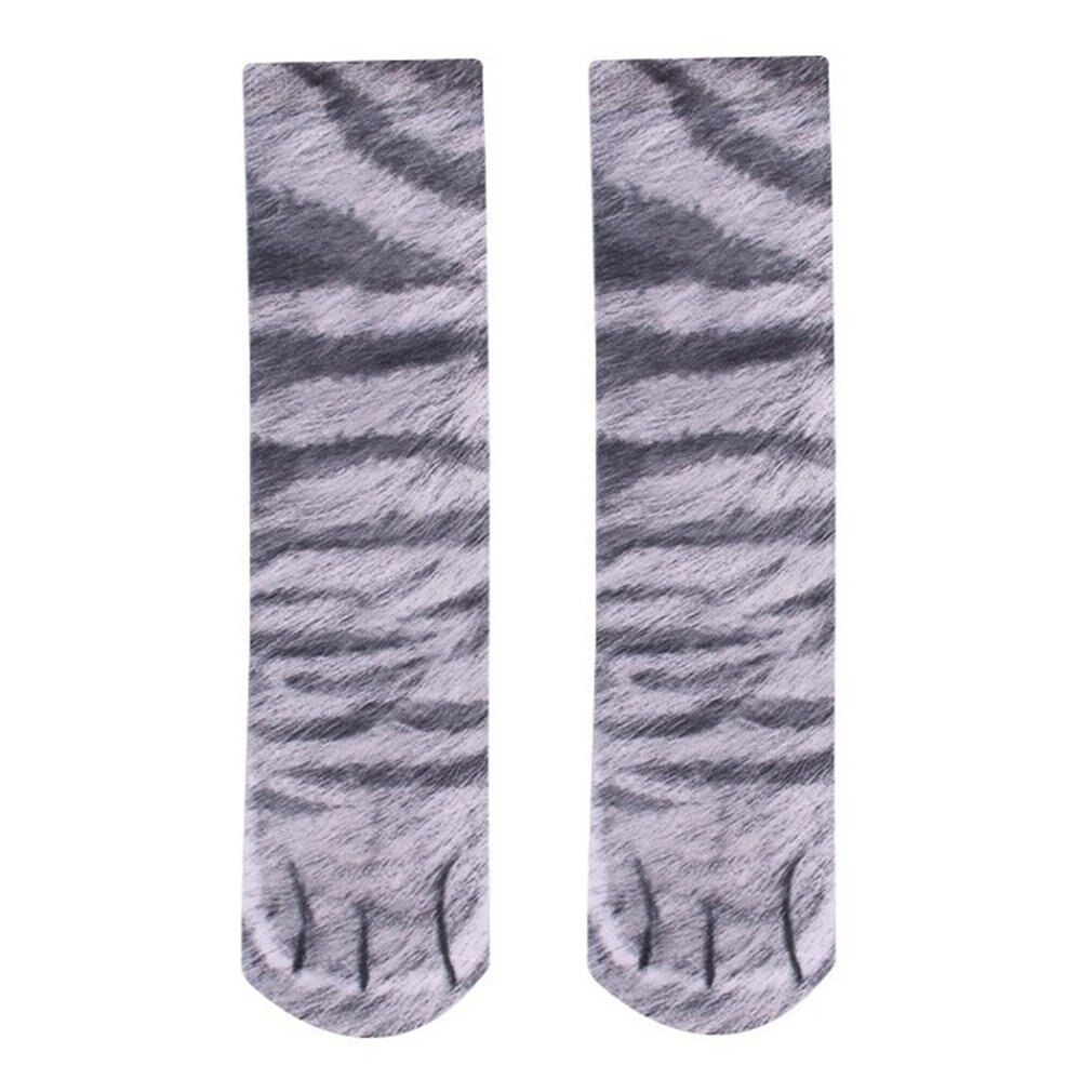 Unisex animal Claw Hoof pattern Sock 3D Printed Cotton Paw Adult Socks dog tiger cat Animal Foot Socks: new gray cat / For Kids