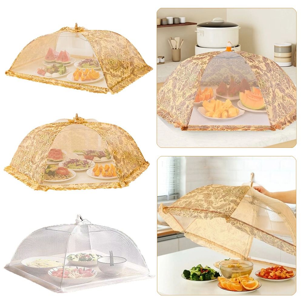 Foldable Food Covers Anti Fly Mosquito Breathable Dining Table Mesh Cover Dustproof Vegetable Cover Umbrella