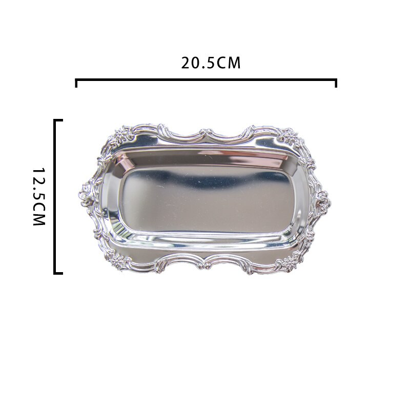 Gold Opslag Thee Lade Set Rvs Zilveren Cake Fruitschaal Sieraden Display Lade Bruiloft Dessertbord Voor Home Decor 1Pc: Licht Geel