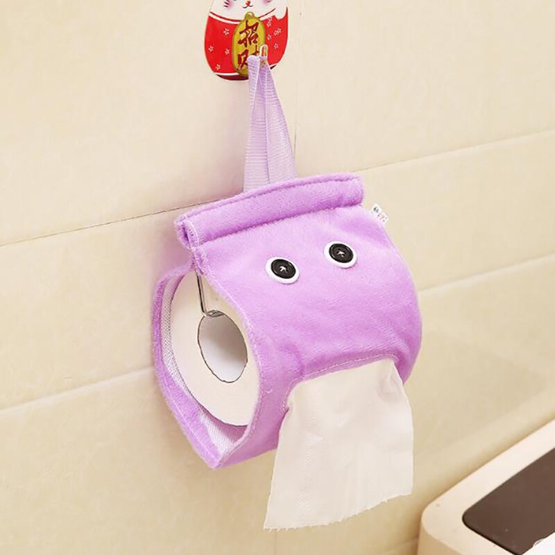 Elf Cute Cloth Lazy Tissue Box Storage Portable Hanging Paper Towel Set Kitchen Bathroom Living Room Decoration Paper Towel Tube: Purple