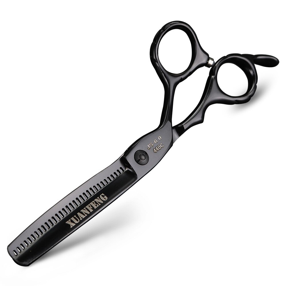 5.5 inch 6 inch JP black hair scissors barber shop thinning scissors and cutting scissors barber Japan 440C scissors