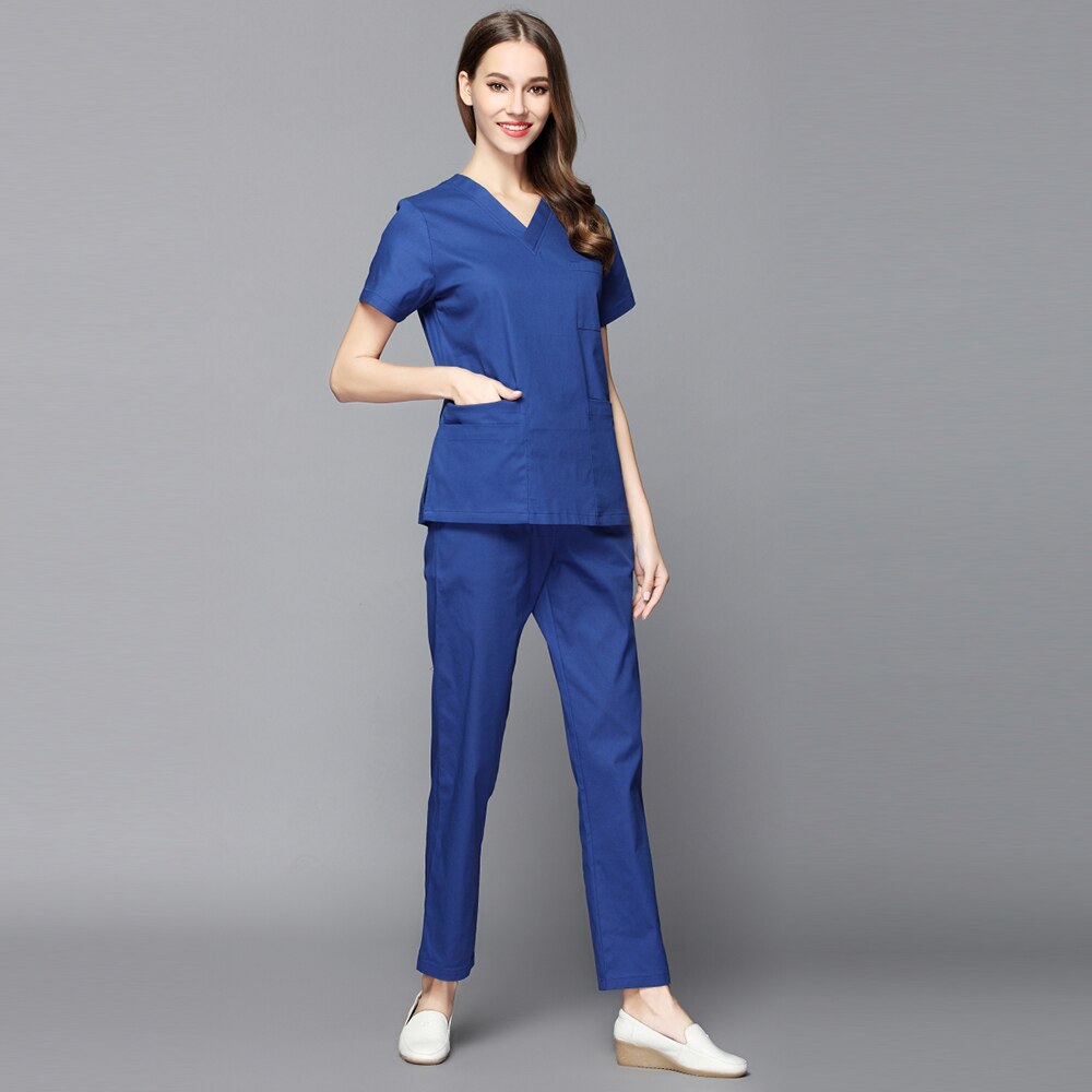 kurzarm Doktor Krankenschwester Uniform Sommer Krankenhaus Medizinische Schönheit Salon Spa Peeling-setzt Chirurgische Medizinische Uniformen: tief Blau / XXL