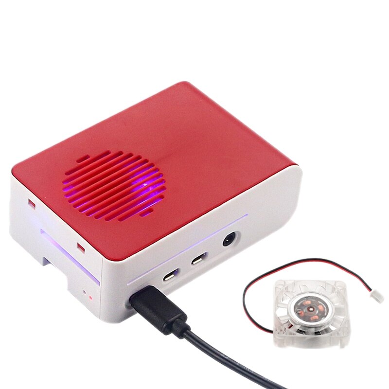 Abs Case Met Backlight Rgb Led Fan Plastic Rood Wit Shell Behuizing Voor Raspberry Pi 4 Model B: Default Title