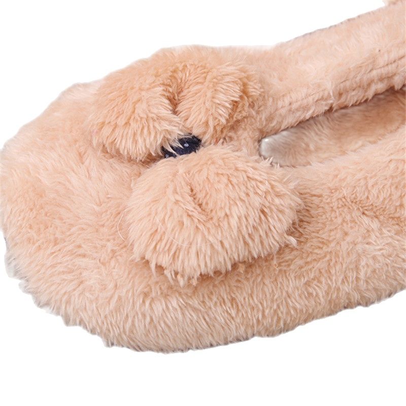 Suihyung Vrouwen Slippers Winter Warm Pluche Indoor Vloer Sokken Zachte Katoenen Schoenen Leuke Boog Dames Bont Slides Home Pluizige Slip op