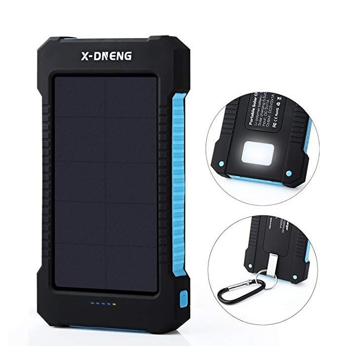 Chargeur solaire batterie portable solaire étanche 50000mAh, Ports USB externes banque d'alimentation de chargeur pour Smartphone 5s avec lumière LED