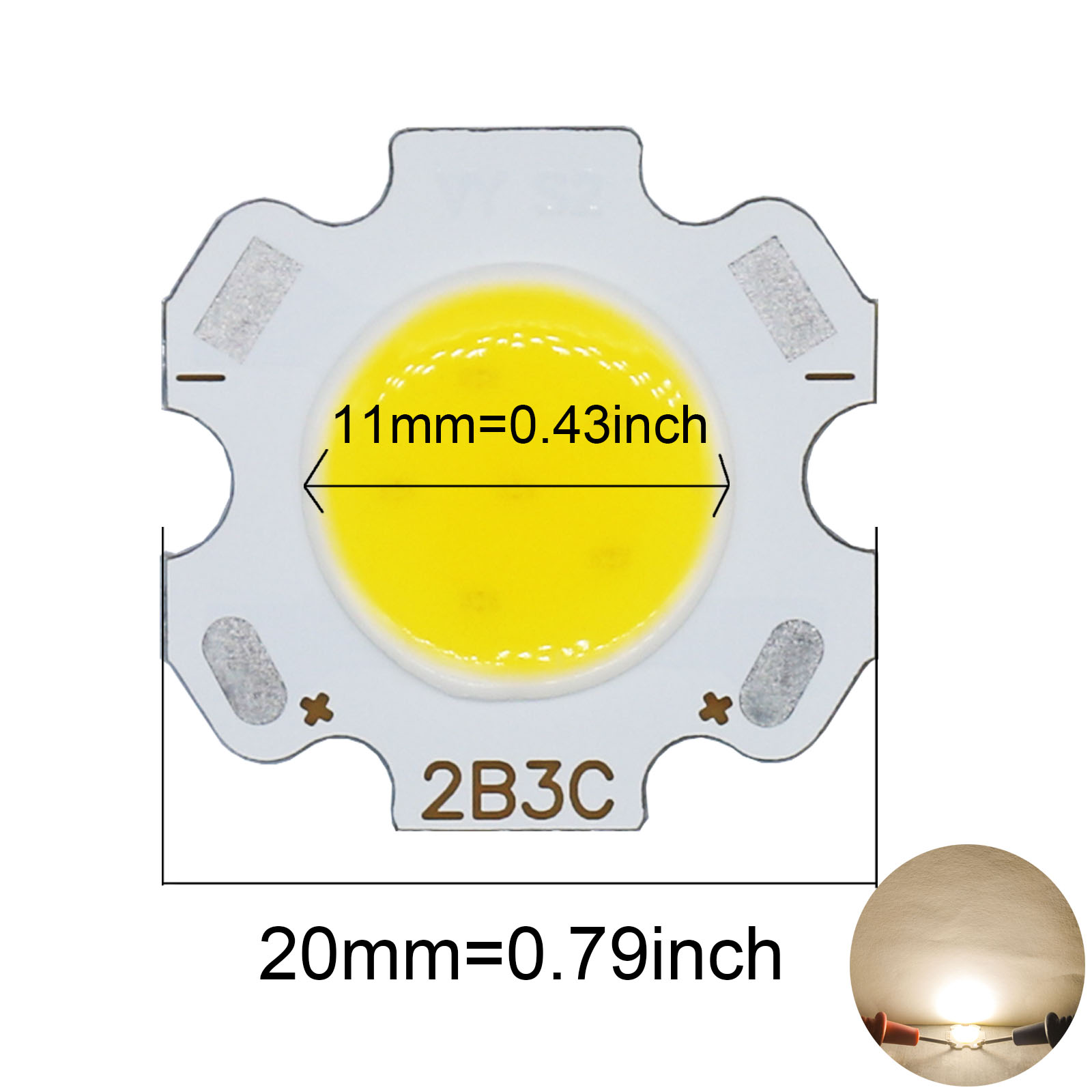 20pcs High Power LED COB Light Bulb 250mA 20MM Ra≥70 3W 5W 7W 10W Warm LED Source Chip Light Lamp SpotLight Downlight Lamps DIY: Dark Grey / 3W