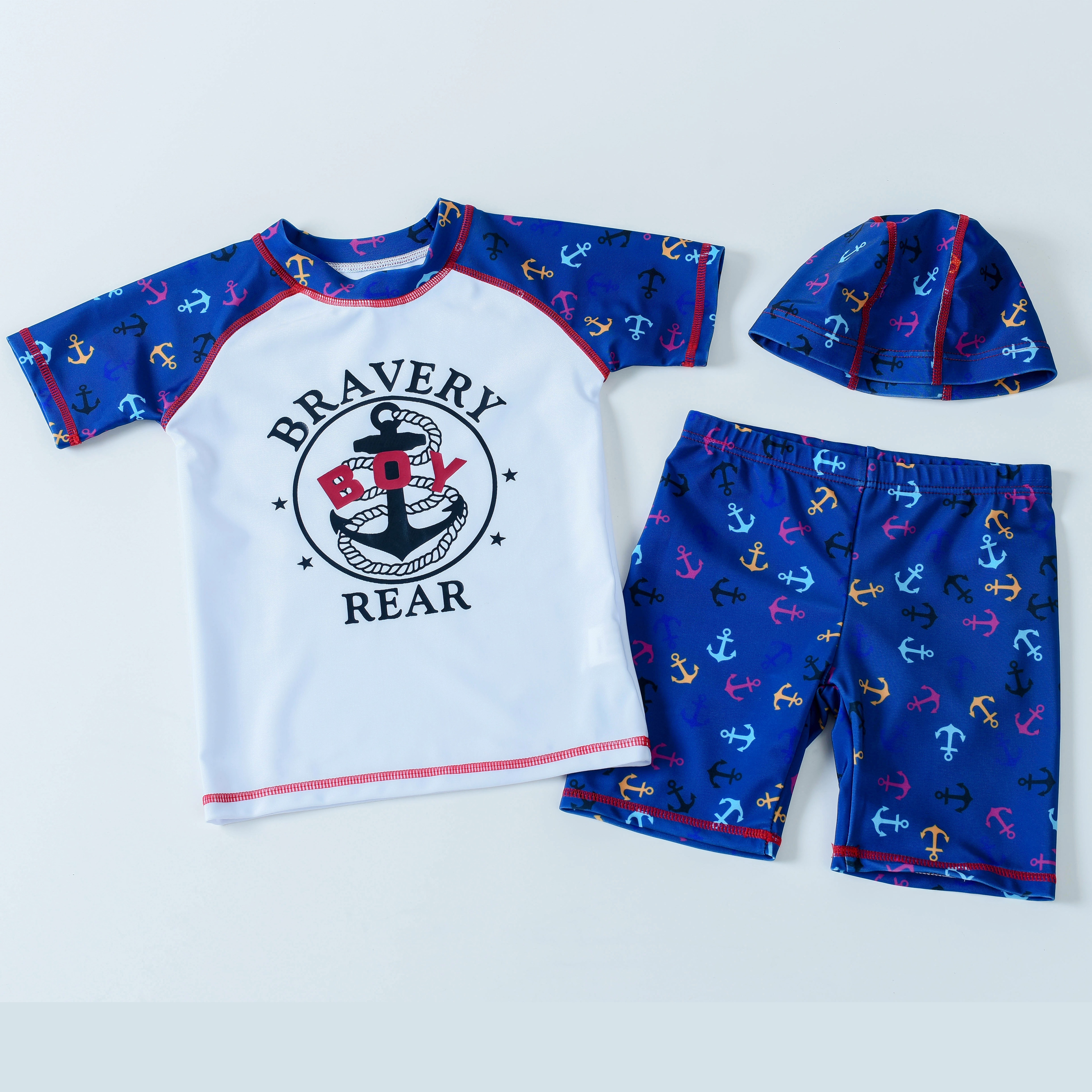 Jongens Badmode Kinderen Zwemkleding Korte Mouwen Bodysuit Jongens 2 Stuks Zwemkleding Met Cap Kids Badpak Jongen Zon-proof Beachwear