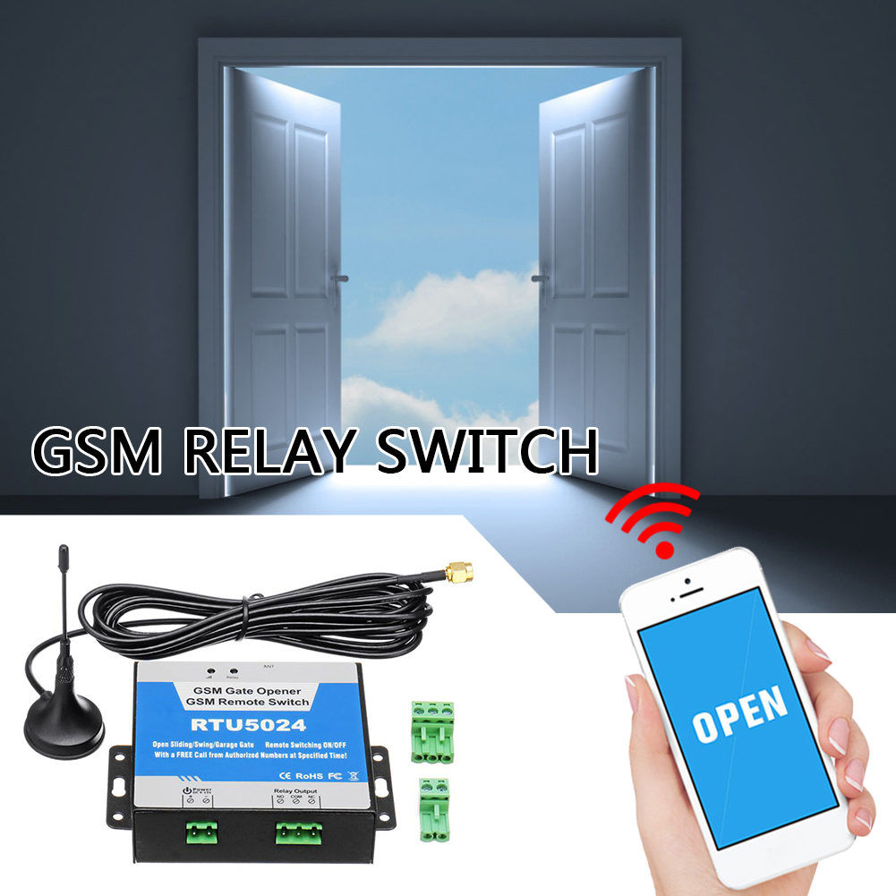 RTU5024 GSM Gate Relay Switch Kits 850MHz 900MHz 1800MHz 1900MHz Remote Control Wireless Door Access Opener with Antenna