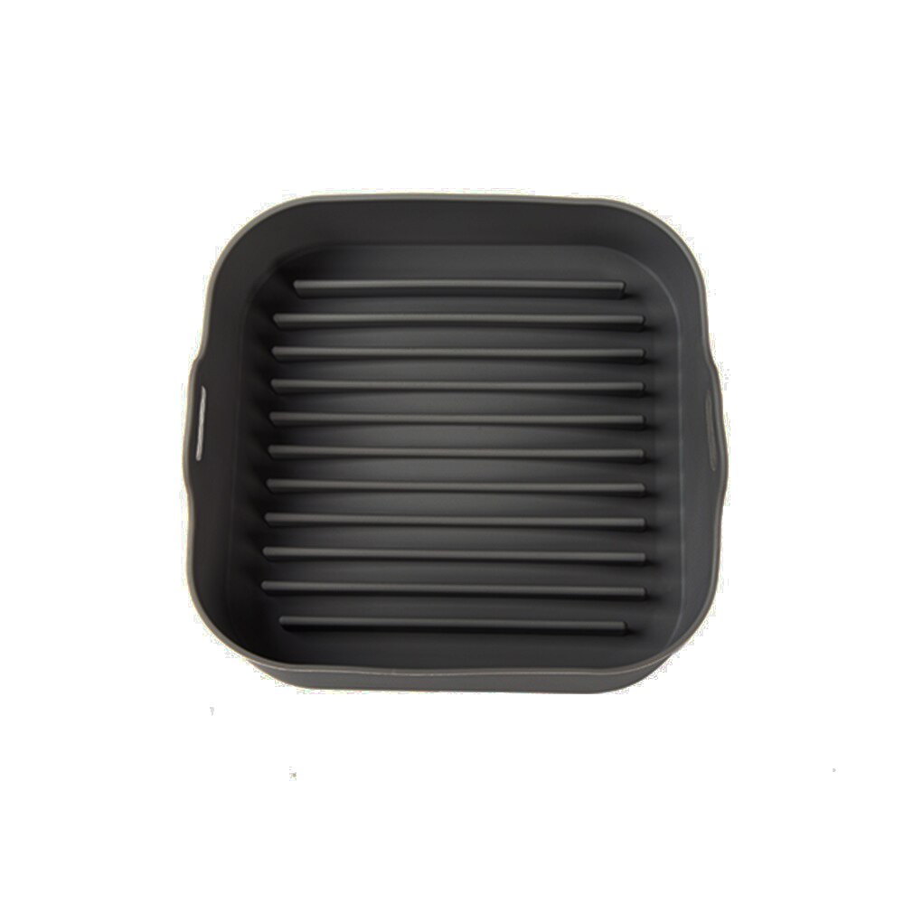 Air Fryer Silicone Baking Tray Pan Non-stick Oven Pot Insert Basket 8 inch Square Fried Food Dish Baking Air Fryer Accessories: Square Gray