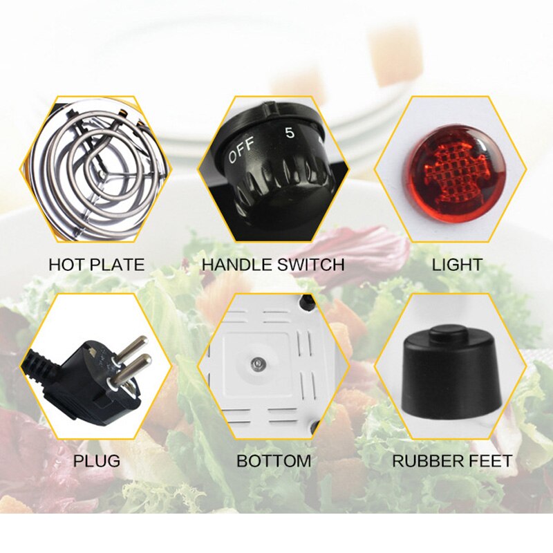 Quemador de hierro eléctrico con enchufe europeo, estufa de 220V y 500W, placa para cocina del hogar, calentador de café, electrodomésticos de cocina