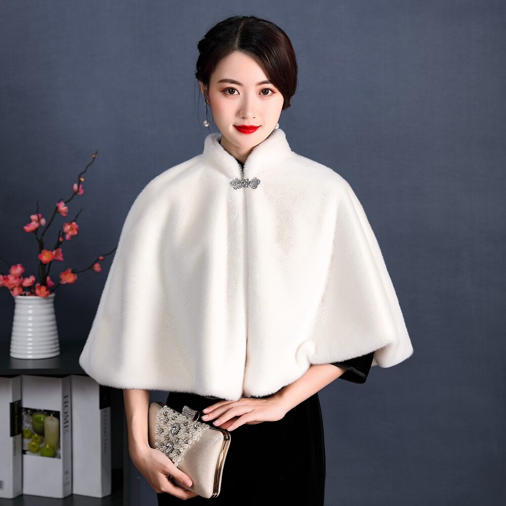Faux Pelz Party wickeln Winter Warme Braut Bolero Elfenbein Hochzeit Mantel hoch Nacken Hochzeit Braut wickeln Party Kap: Ursprünglich Titel