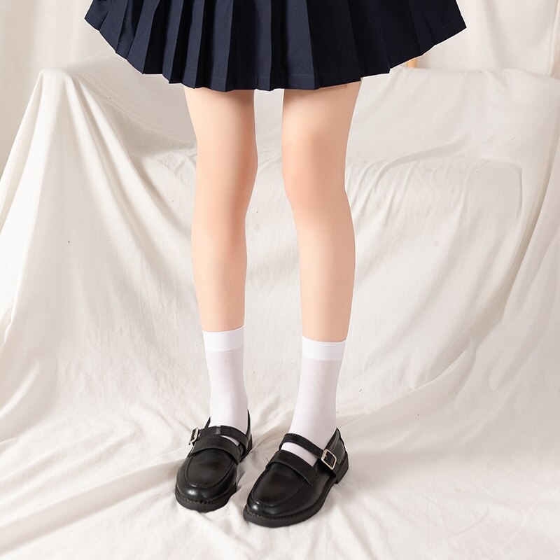 Calze a righe Lolita nere calze lunghe alte sopra le calze al ginocchio calze alte al ginocchio per ragazze calze bianche panyquelli neri: White 1