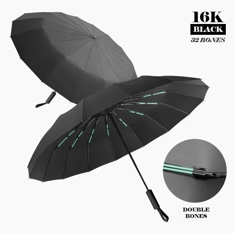 16K Double Bones Large Umbrella for Men Women Windproof Umbrellas Automatic Folding Strong Luxury Sun Rain Umbrella UV Business: Chocolate