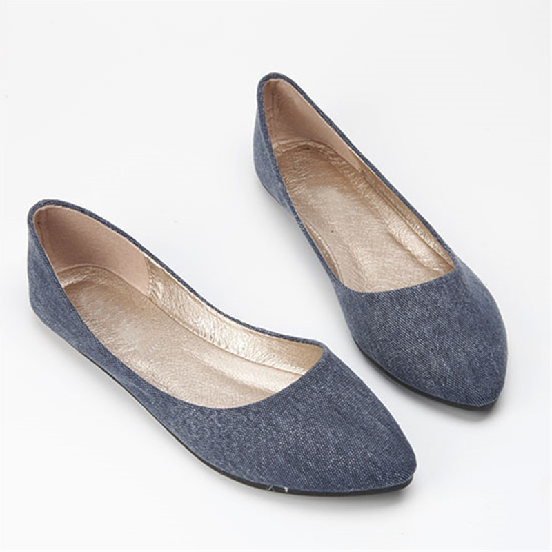 CEYANEAO Summer Breathable Pointed Flat Shoe Women's Shallow Comfortable Boat ShoeE2091: Blue / 6