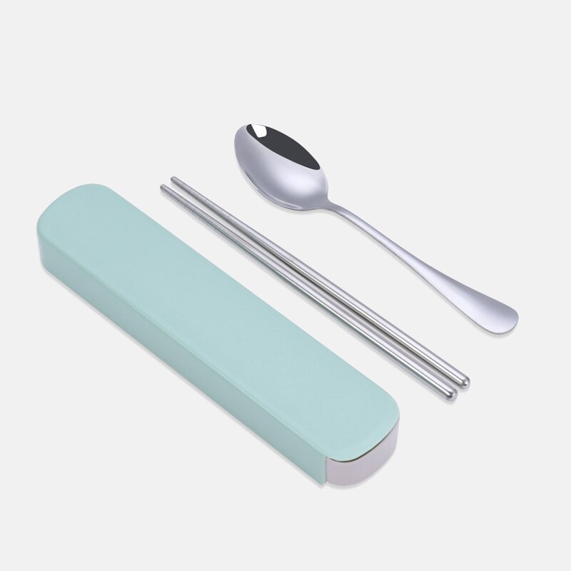 Roestvrijstalen reisservies met doos voor kinderpicknick, zilverwerk, bestek, dinerset, draagbaar servies, keukenaccessoires: 3