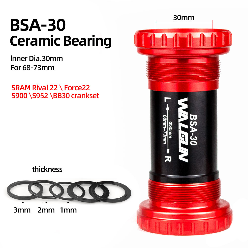 WALGUN BSA-24 BSA-30 Keramiklager Fahrrad Tretlager 68-73mm MTB Rennrad Dichtung Lagerbier Aluminium Rahmen Achse BSA Teile: Lila