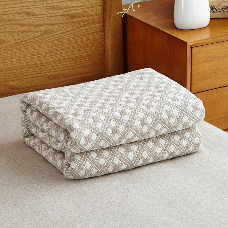 100%  bomullstvätt gasväv handduk täcke/filt/kast (labyrint pläd) handduk filtar sängkläder set täcke lakan soffa: Kamel / 150 cm x 200cm