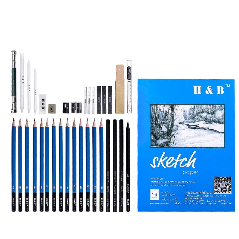 35-piece drawing pencil sketchbook set with sketching kit / art stationery stationery / art supplies / drawing