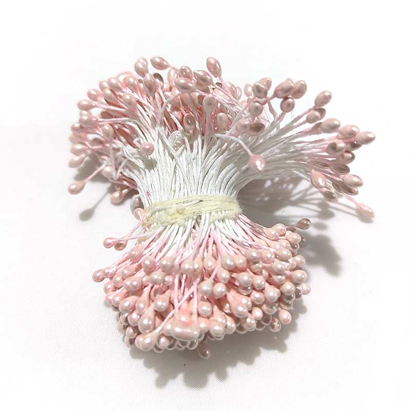 Estambres de flores artificiales para decoración de tartas, adornos de perlas de doble cabeza, varios colores, 3mm de longitud, 65mm, 500 piezas