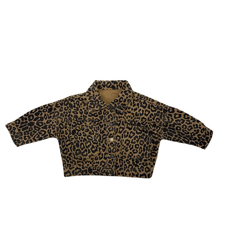 Koreansk stil pojkar våren höst leopard jacka barn enkel breasted långärmad lös kappa
