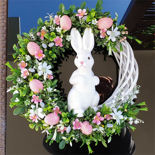 Pasen Kransen Bloem Decoratie Bunny Konijn Guirlande Decoratie Woondecoratie Props Verjaardagsfeestje Bruiloft Thuis Leveringen: Pink Rabbit