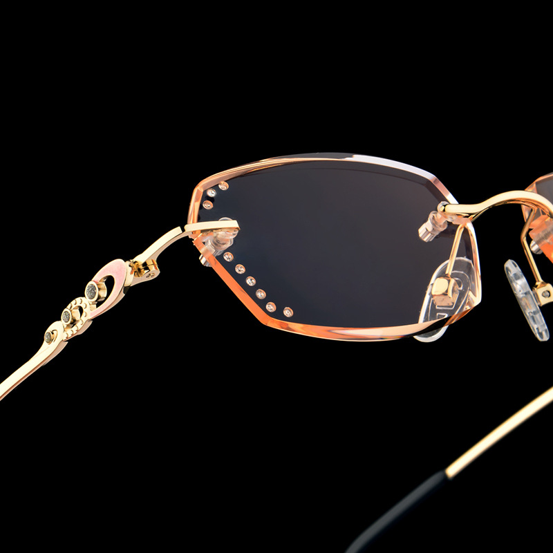 Leesbril Royal Deluxe Luxury Rhinestone Gradient Reading Glasses Women Diamond Cutting Rimless Golden Readers Presbyopic Eye