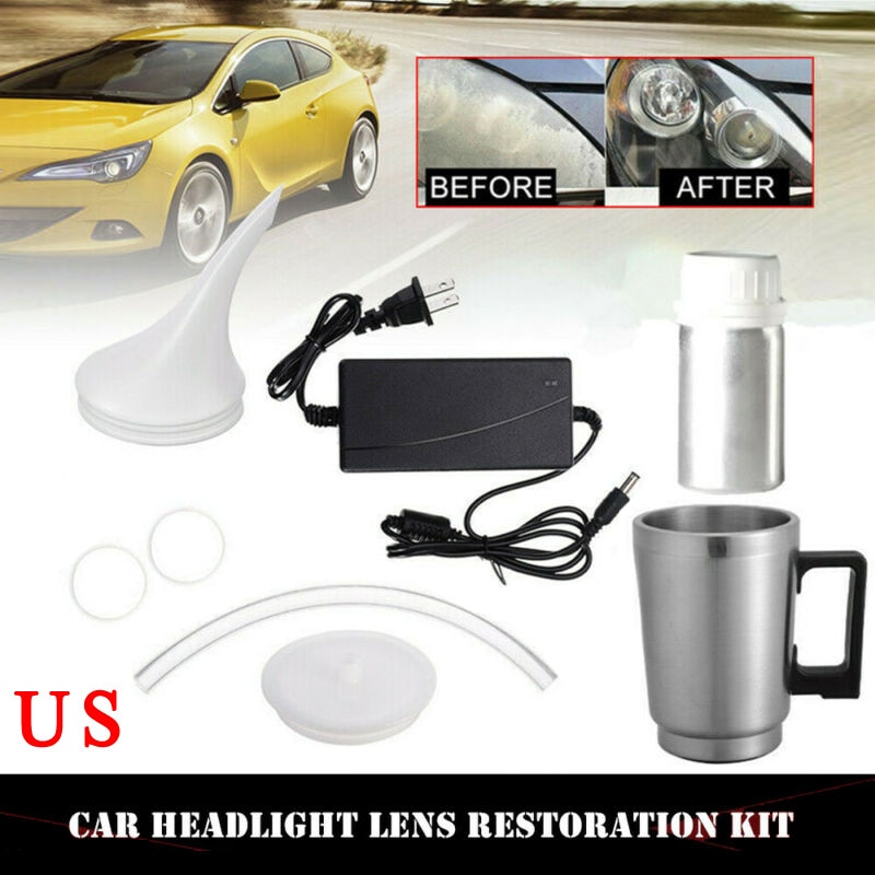 Herramienta de reparación de cristal para faros delanteros de coche, Kit de restauración de copa de atomización de calefacción, duradero y práctico de usar: US Plug
