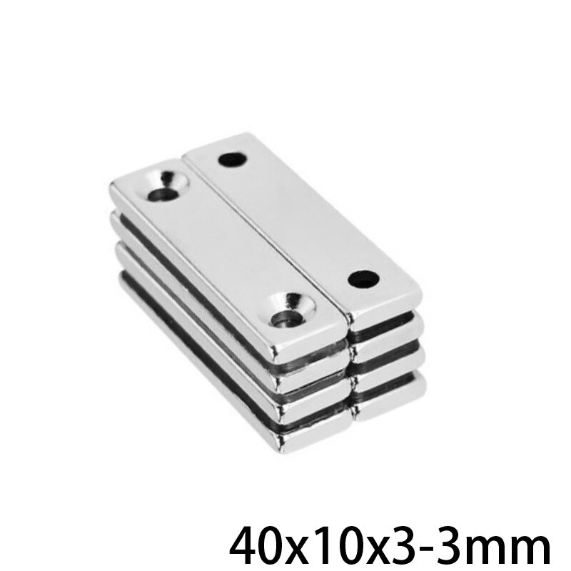 5 ~ 100 Uds 40x10x3-3 N35 imanes agujero avellanado agujeros 3mm hoja magnético permanente 40*10*3 imán de neodimio 40*10*3-3 40x10x3