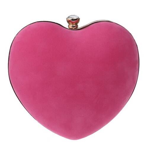 SEKUSA Heart Shaped Diamonds Women Evening Bags Red/Black Chain Shoulder Purse Day Clutches Evening Bags For Party Wedding: YM1125rose