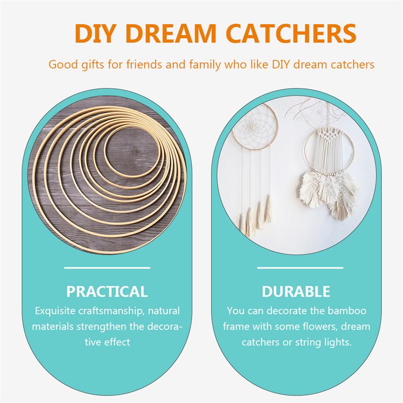 Houten Macrame Ring Bloemen Dream Catcher Cirkel Diy Bamboe Ronde Fan Ring 12.5/18/20/23 Cm