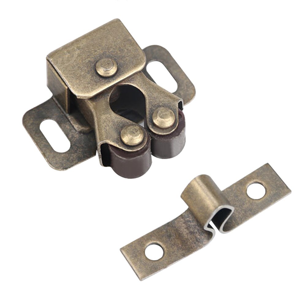 Double Wheel Cupboard Door Buckle Spring Lock Door Windows Hasps Hardware Doorknob Lock Home Mat: Dark Brown