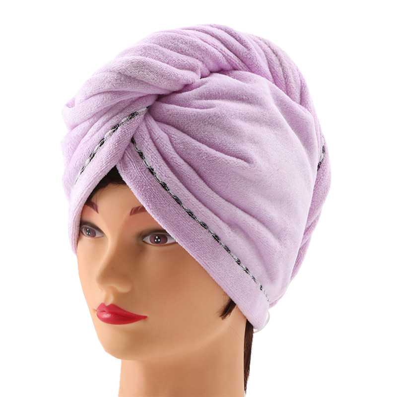 Toallas de secado rápido de 25x69Cm, gorros de microfibra para el pelo, gorro de ducha, turbante suave, absorbente, Toalla de baño, suministros de baño: light purple
