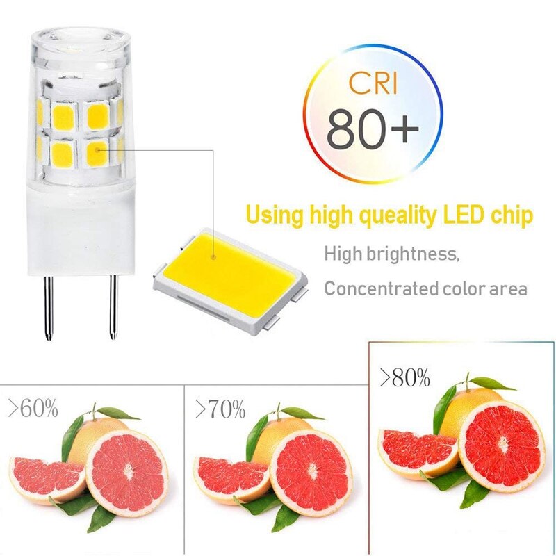 LED G8 Light Bulb, G8 GY8.6 Bi-pin Base LED, Not Dimmable T4 G8 Base Bi-pin Xenon JCD Type LED 120V (5-Pack) (G8 3W Positive whi