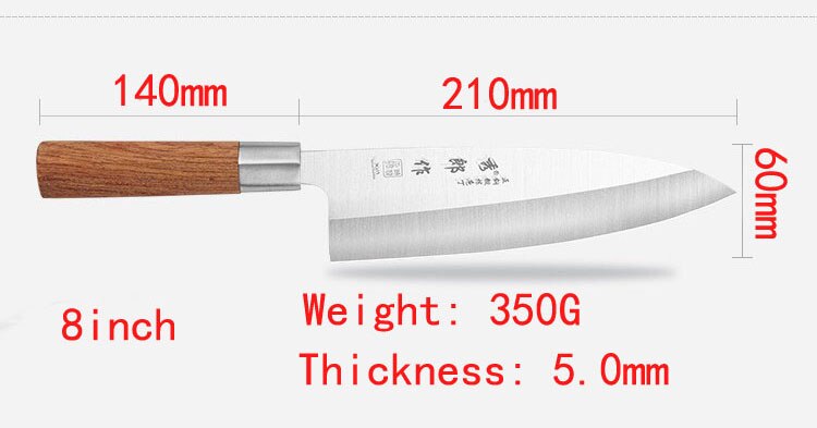 Japansk deba fiskehovedkniv laksekniv sashimi sushi madlavning fileteringsknive sushikløver laksudskæring småskrælning: 210mm