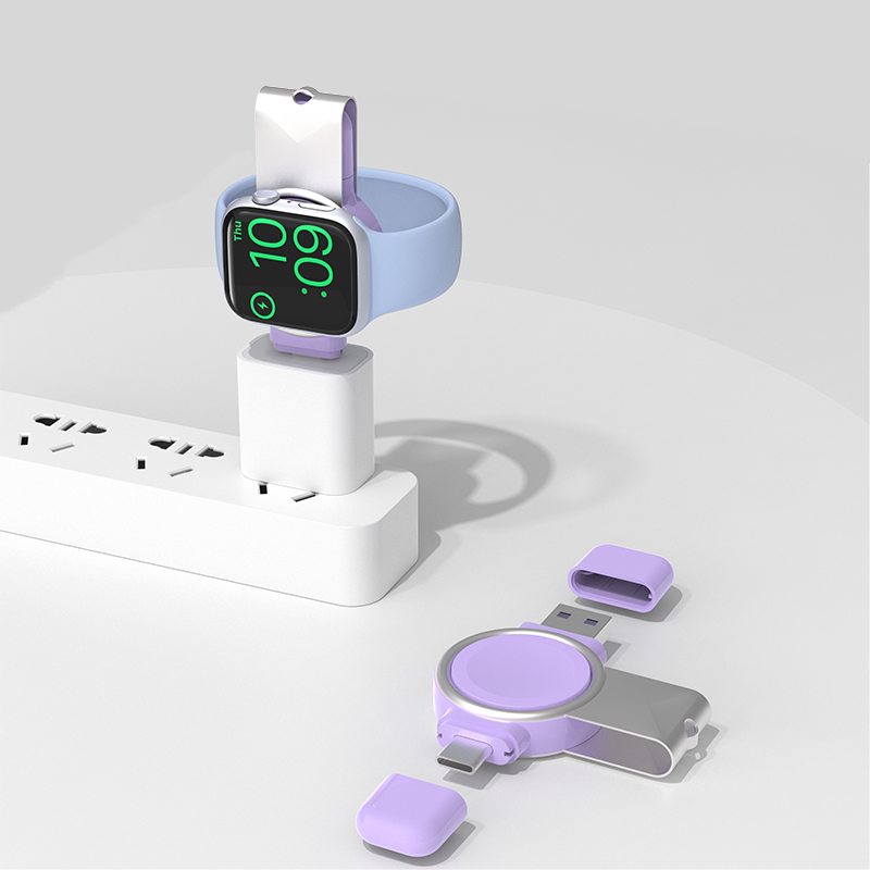 Wireless Charger - 2 in 1 Magnetic - Fast Charging Station for Apple Watch 9/8/7/6/5/SE/Ultra: PURPLE