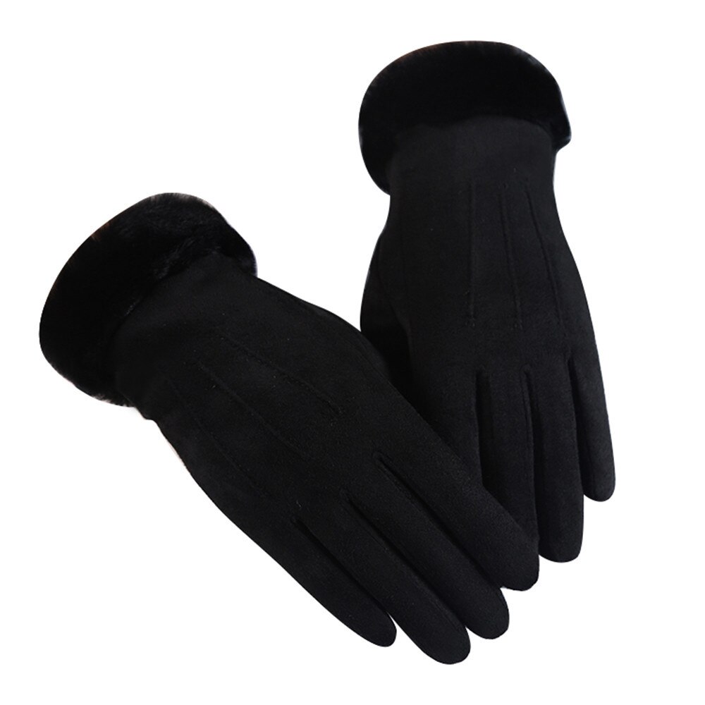 Vrouwen Handschoenen In Herfst En Winter Winddicht Warm Plus Fluwelen Handschoenen Winter Handschoenen Herfst Warme Handschoenen: Black