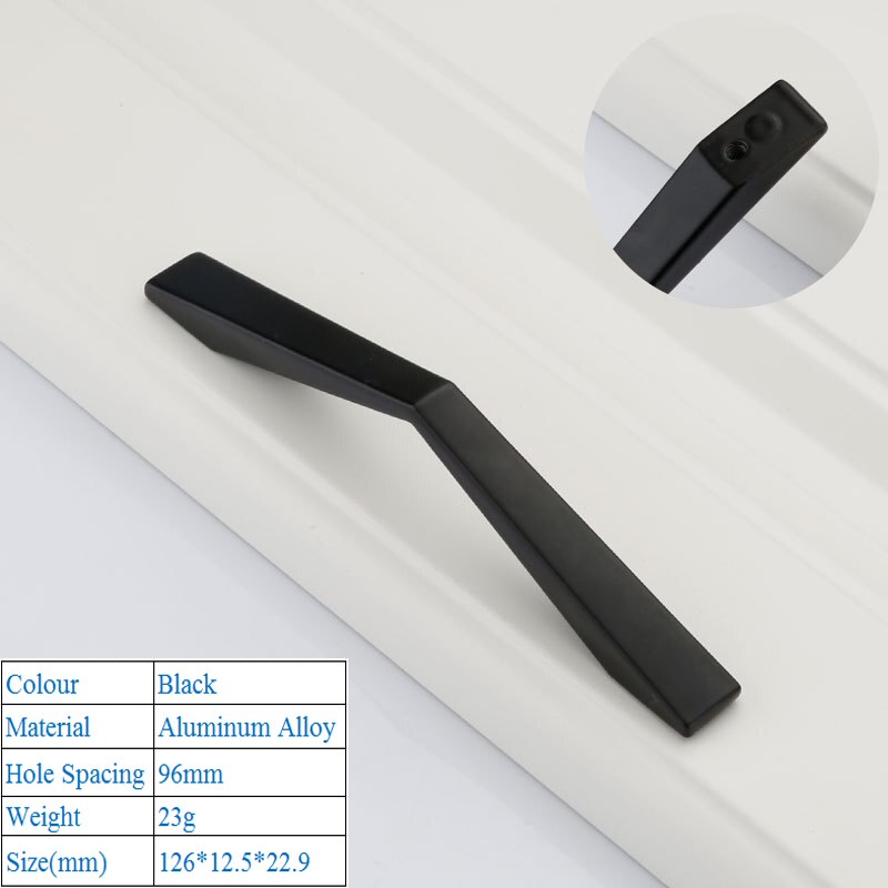 Zwarte Amerikaanse Aluminium Legering Deurgrepen Garderobe Lade Pull Keukenkast Knoppen Voor Meubels Handvat Hardware Accessoires: 9030-96mm