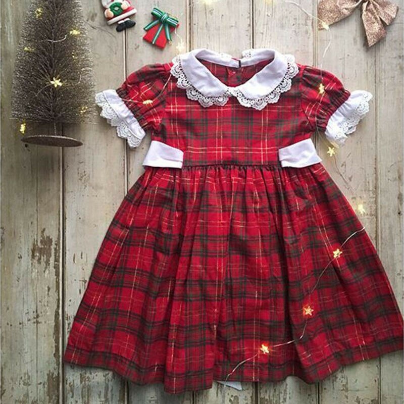 Lief kind babymeisje kerstzus bijpassende kleding veter romper korte mouwen kanten jurk outfits