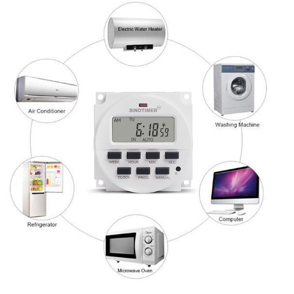1 Second Interval 5V 12V 110V 220V Power Supply 7 Days Weekly Programmable Digital Electronic Lighting Daily Timer Switch