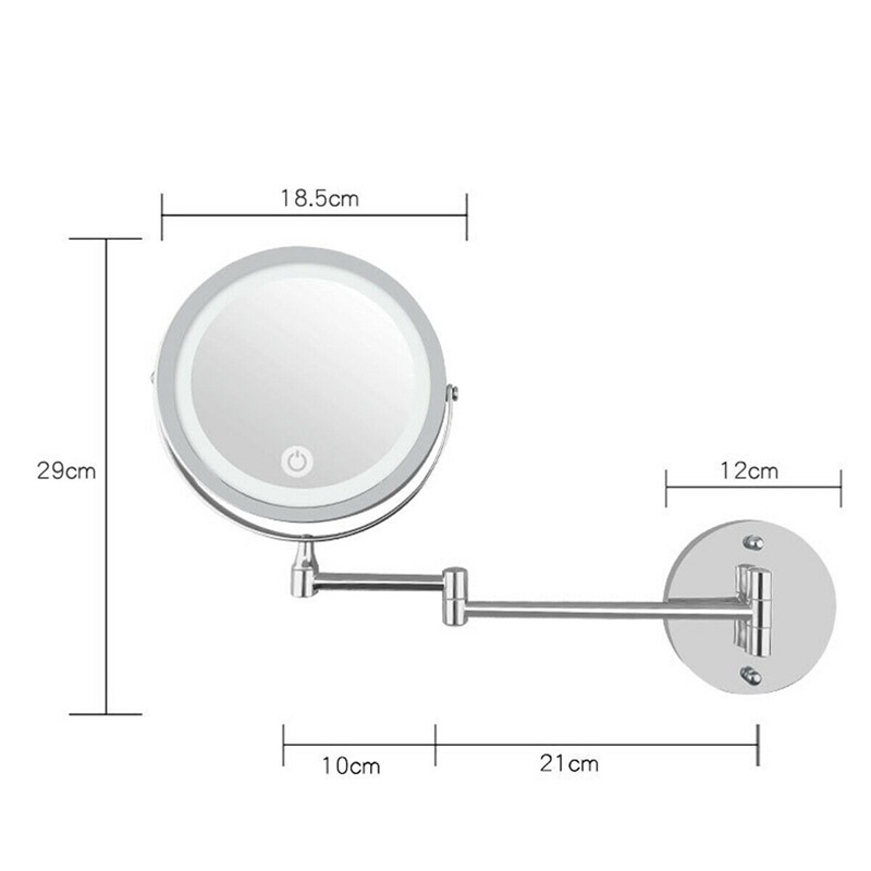 Miroir grossissant Led 10X pour maquillage, miroir de rasage, montage mural pour salle de bains, 360 °