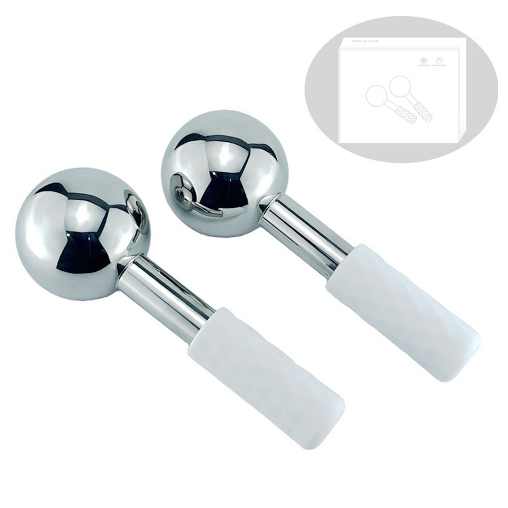 Globos de hielo faciales, rodillo Facial de acero inoxidable frío y , belleza de la piel, Spa, globo refrescante, bola de masaje, cuidado Facial, palo de congelación criogénica: Oro