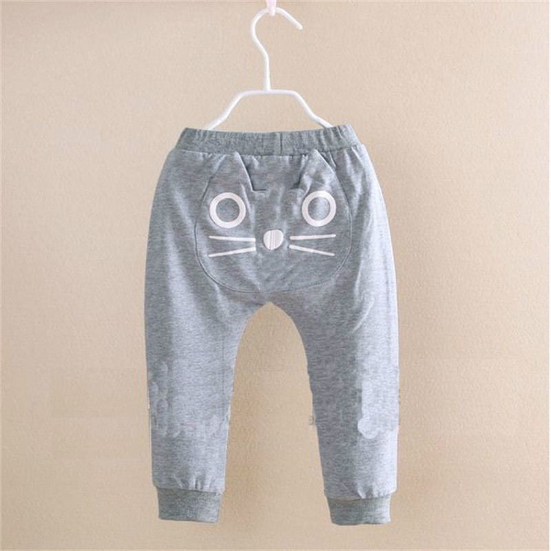 Kinderen Broek Lente En Herfst 100% Katoen Jongens En Meisjes Cartoon Kat Harem Pantalon Broek 0-2-3 Jaar Oud