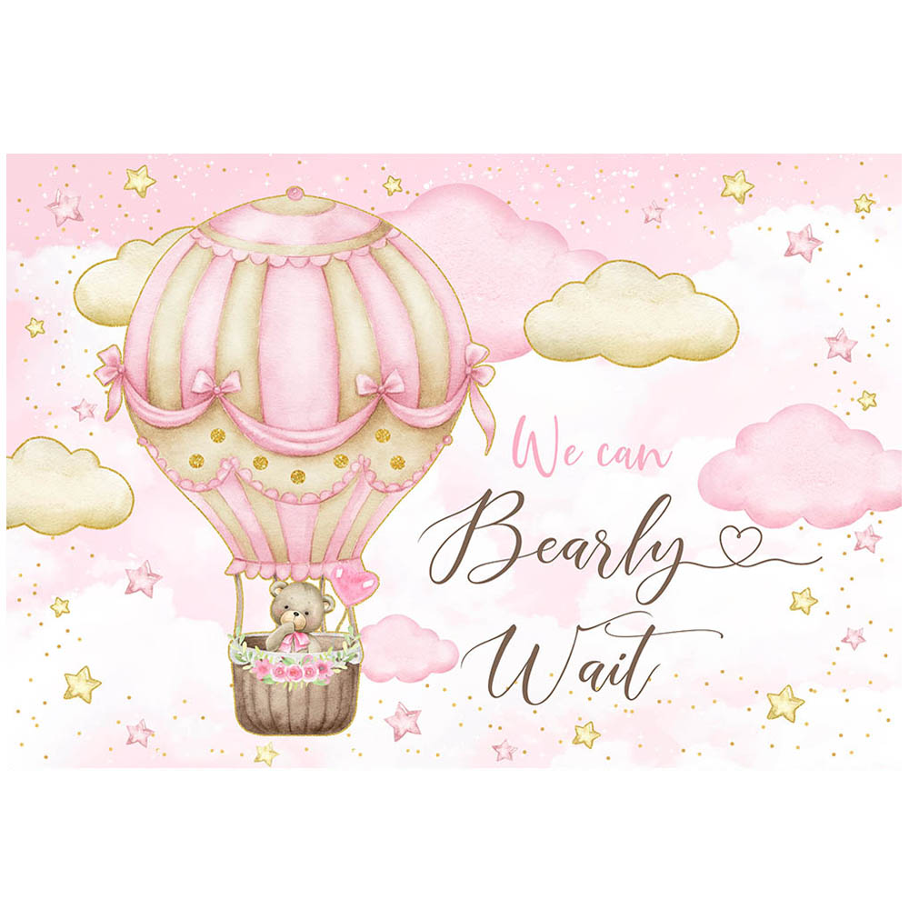 Mocsicka Baby Shower sfondo rosa mongolfiera orso ragazza benvenuto decorazione del partito possiamo perlamente attesa foto sfondo Banner