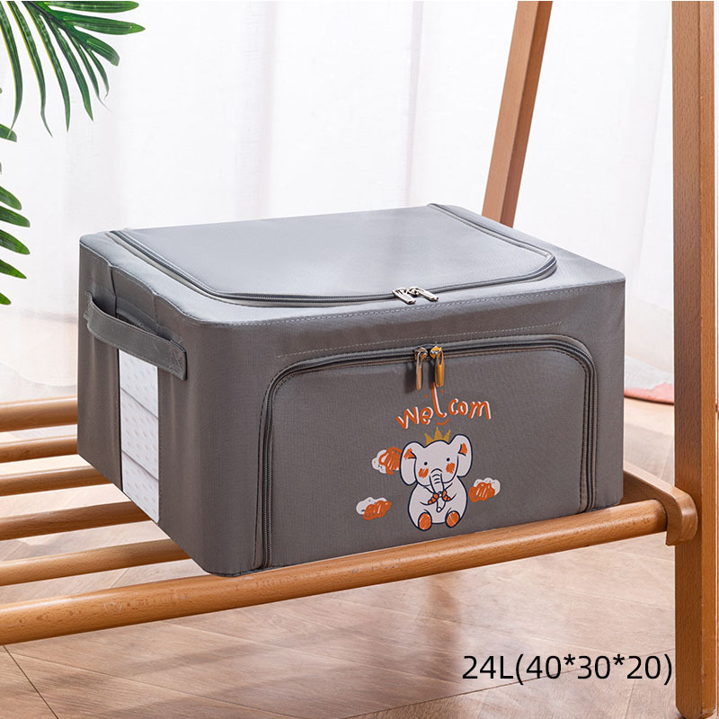 Cartoon foldable storage box household clothes quilt storage box large Oxford Bubner box storage box: grey24L-40-30-20