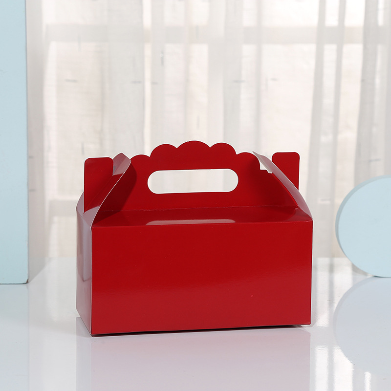 50 Pcs Kraftpapier Cake Opvouwbare Dozen Met Handvat Bruin Cupcake Doos Kerst Papier Kartonnen Taart Pakket Craft Cadeaupapier: Dark Red